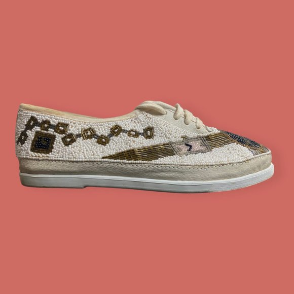 🎉 HP 🕰️ VTG RARE 90s COLORWERKS BEADED CLOCK CASUAL SNEAKERS SZ 10 - Picture 3 of 15